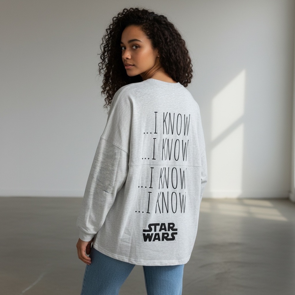 DISNEY Parks | NEW Light Gray Millennium Falcon Long Sleeve Spirit Jersey size L